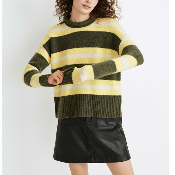 Madewell Fulton Pullover - Striped Roll Neck Turtleneck Sweater Boxy Fit Size S - Picture 1 of 8